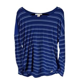 ExOfficio Insect Shield Long Sleeve Shirt Womens L Blue Striped Permethrin Hike